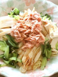 木綿豆腐と油揚げのせ、中華そうめん-レシピのメイン写真