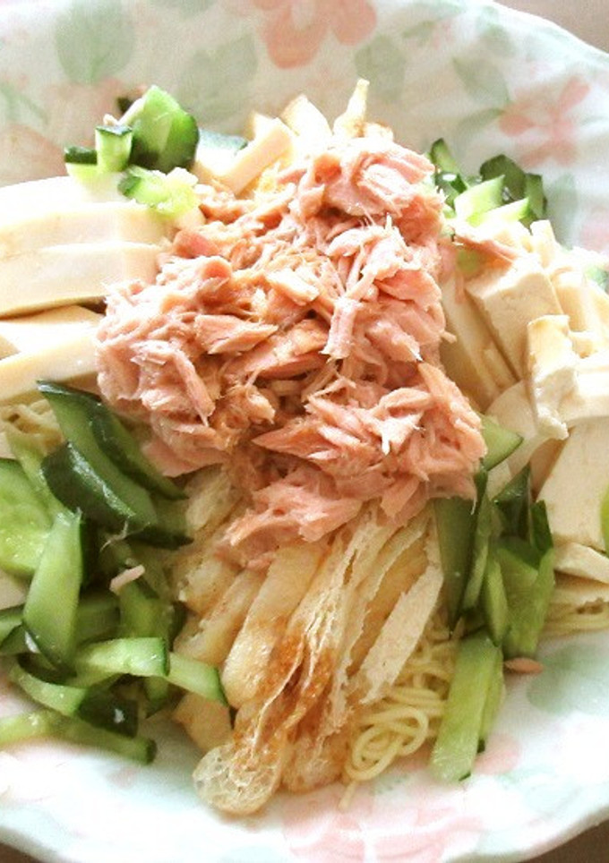 木綿豆腐と油揚げのせ、中華そうめん-レシピのメイン写真