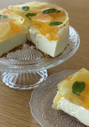 簡単ヘルシー！フルーツレアチーズケーキ-レシピのメイン写真