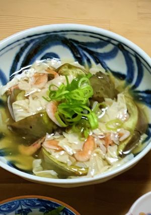 賀茂茄子の湯葉桜海老あんかけ-レシピのメイン写真