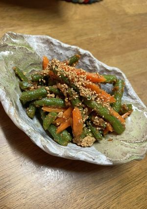 インゲンと人参の胡麻味噌和え-レシピのメイン写真