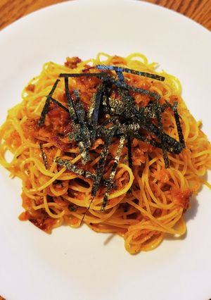 時短可!カルボナーラ風キムチスパゲティ-レシピのメイン写真