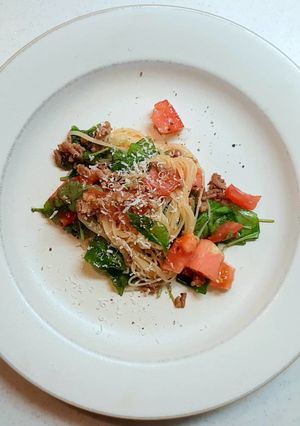 トマトと牛ひき肉の冷製パスタ-レシピのメイン写真