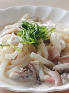 コンロ不要★きのこクリームうどん★レンジ-レシピのメイン写真