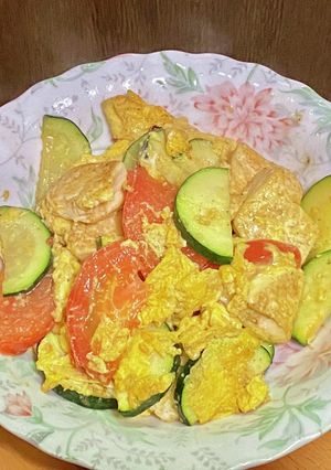 ズッキーニとトマト＆豆腐の卵炒りつけ-レシピのメイン写真