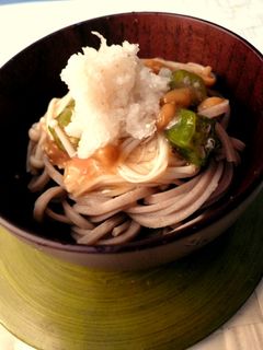 手作りなめたけ梅風味♪でおろしそば-レシピのメイン写真