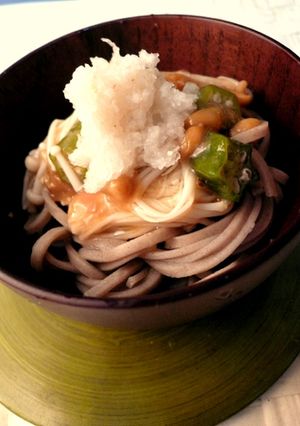 手作りなめたけ梅風味♪でおろしそば-レシピのメイン写真