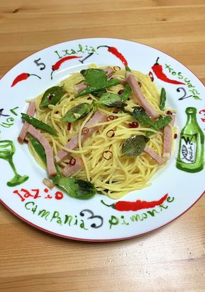 いんげんと厚切りハムのペペロンチーノ-レシピのメイン写真