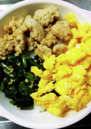 鶏そぼろで簡単3色丼-レシピのメイン写真