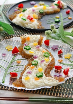 七夕ジュレ素麺　ベジートでゼラチンいらず-レシピのメイン写真