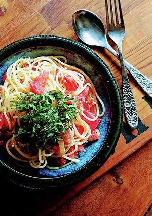 冷た〜い★トマトと青じその塩麹パスタ-レシピのメイン写真