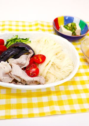 夏野菜と豚しゃぶのそうめん-レシピのメイン写真