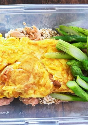 糖質オフ弁当/シャケ飯風とめんたい卵焼き-レシピのメイン写真