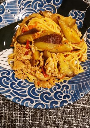 豚肉と茄子トマトパスタ-レシピのメイン写真