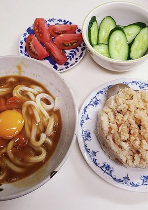 今朝の賄い☆カレーうどんとアルファー米♪-レシピのメイン写真