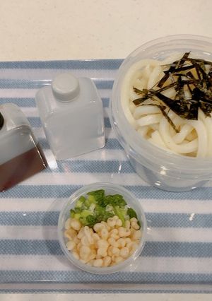 お弁当にレンチン茹でうどんで、ざるうどん-レシピのメイン写真