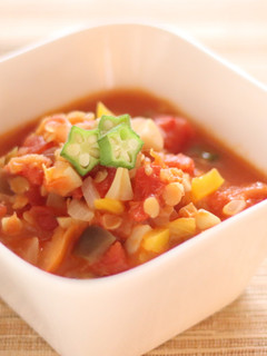 【健康】レンズ豆と夏野菜のスープ-レシピのメイン写真