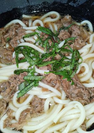 ガッツリ！甘口肉のうどん(^o^)-レシピのメイン写真