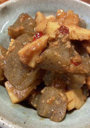 こんにゃくと筍の醤油麹の炒め煮-レシピのメイン写真