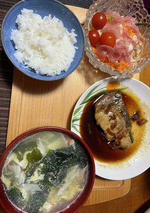 鰤照焼生ハムサラダ味覇卵スープまるで蟹♩-レシピのメイン写真