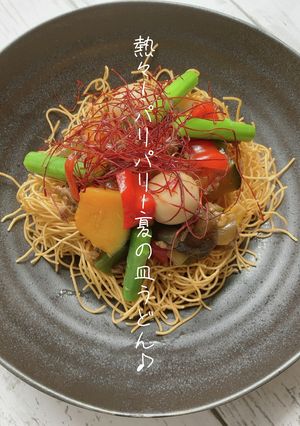 ☆カラフル夏野菜でかた焼き皿うどん☆-レシピのメイン写真