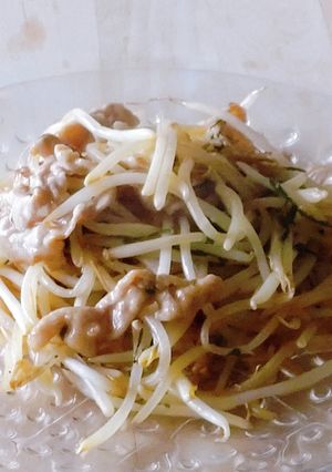 少量豚こまとモヤシ★大葉ポンラー油-レシピのメイン写真