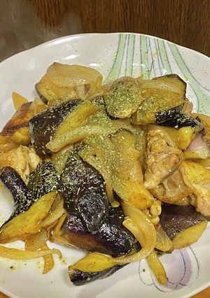 鶏もも肉と茄子のカレー炒め-レシピのメイン写真