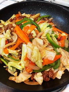 合挽と野菜炒め-レシピのメイン写真