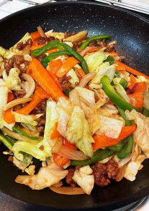 合挽と野菜炒め-レシピのメイン写真