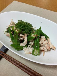 (筋取りカンタン)ささみとオクラの梅和え-レシピのメイン写真