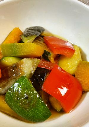 子どもと作りたいカラフル夏野菜の焼き浸し-レシピのメイン写真