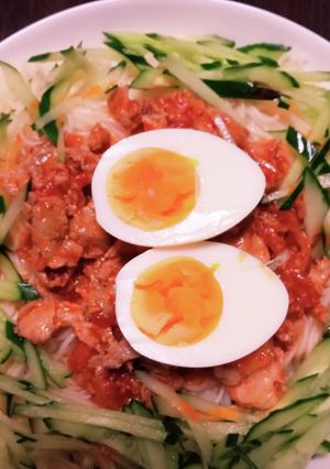 旨辛！豚キムチそうめん-レシピのメイン写真
