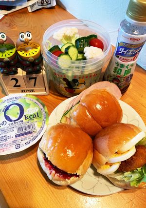 高一長女 お弁当(バターロールサンド3)-レシピのメイン写真