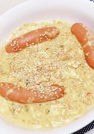 和風カルボナーラ風??ゴマ豆乳辛ラーメン-レシピのメイン写真
