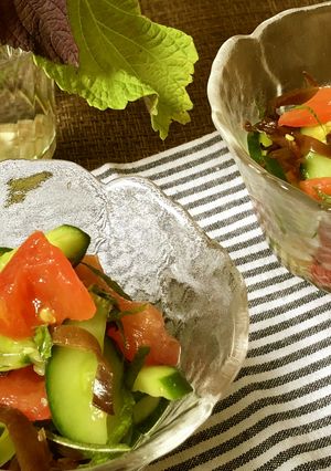 夏野菜とあらげきくらげの香りサラダ-レシピのメイン写真