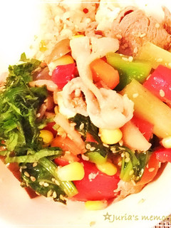 カラフル夏野菜★さっぱり甘酢の豚しゃぶ丼-レシピのメイン写真