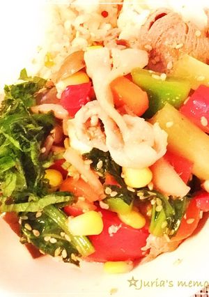 カラフル夏野菜★さっぱり甘酢の豚しゃぶ丼-レシピのメイン写真