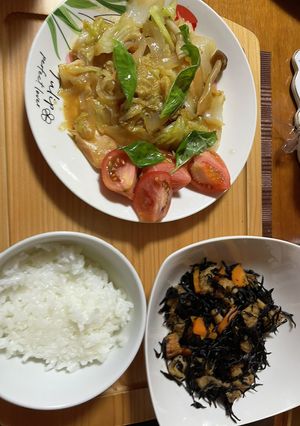 鮭ちゃんちゃん焼き，ひじき、トマトバジル-レシピのメイン写真