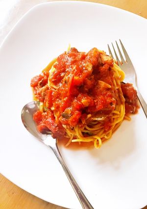 簡単★時短★バジル鯖とトマトの冷製パスタ-レシピのメイン写真
