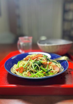 和だしが効いたサーモンとほうれん草パスタ-レシピのメイン写真