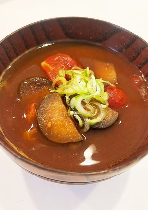 茄子とトマトの味噌汁-レシピのメイン写真