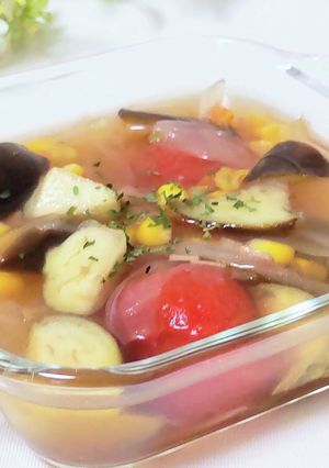ナスとトマトの 冷やしコンソメスープ-レシピのメイン写真