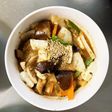 肉無豆腐簡単きな粉ゴマだれ味野菜炒め