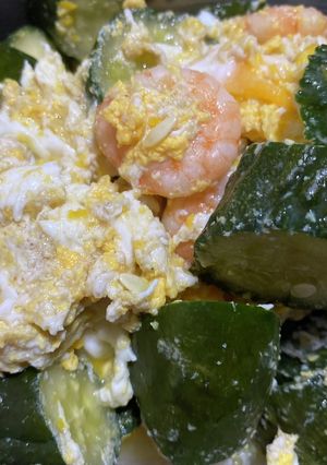 ひえひえきゅうりとエビの卵とじ煮-レシピのメイン写真