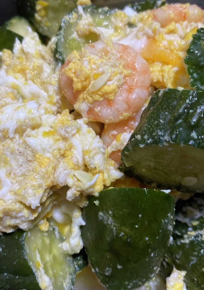 ひえひえきゅうりとエビの卵とじ煮-レシピのメイン写真