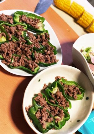 ピーマンの肉詰めのようなもの　あとのせ-レシピのメイン写真