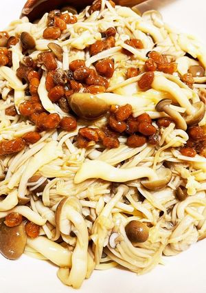 きのこの納豆パスタ梅風味-レシピのメイン写真