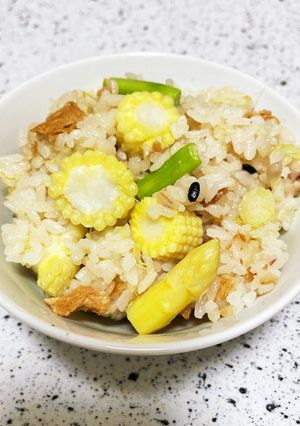 ホワイトアスパラとヤングコーンご飯-レシピのメイン写真