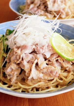 暑い日に！豚しゃぶでごまだれパスタ-レシピのメイン写真