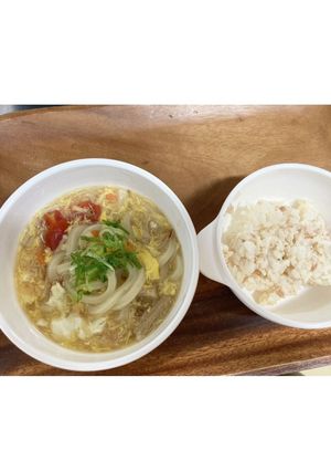 ずぼらが我が子へ送る ツナ卵トマトうどん-レシピのメイン写真
